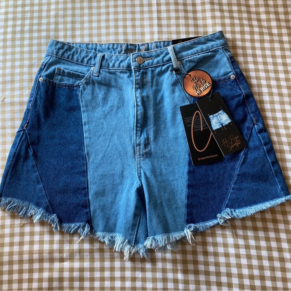 Copperflash Patchwork Denim Jean Shorts (Size S)